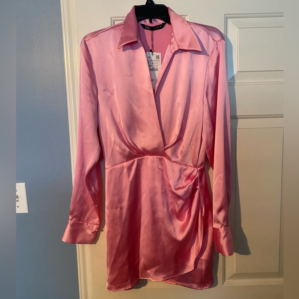 Zara Pink Long Sleeve Mini Dress